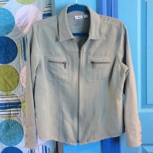 SAGE GREEN ZIP UP SHIRT JACKET SIZE LARGE